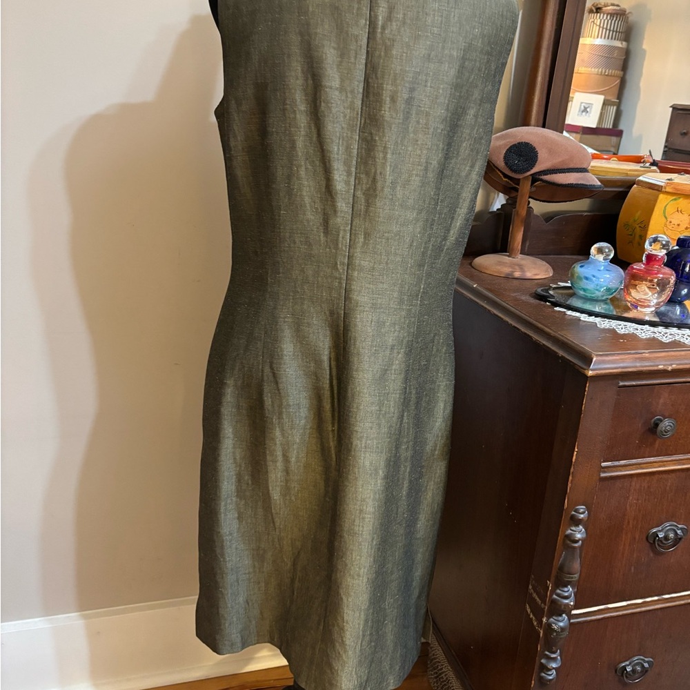 Sleeveless Olive Sheath Dress - Picture 3 of 4